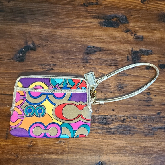 Coach wristlet mini wallet in jewel tone signature Poppy - Picture 2 of 7